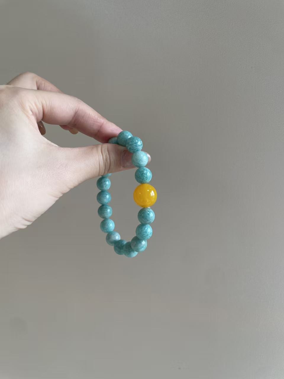 Sunlit Tide amazonite and yellow agate gemstone bracelet