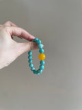 Sunlit Tide amazonite and yellow agate gemstone bracelet