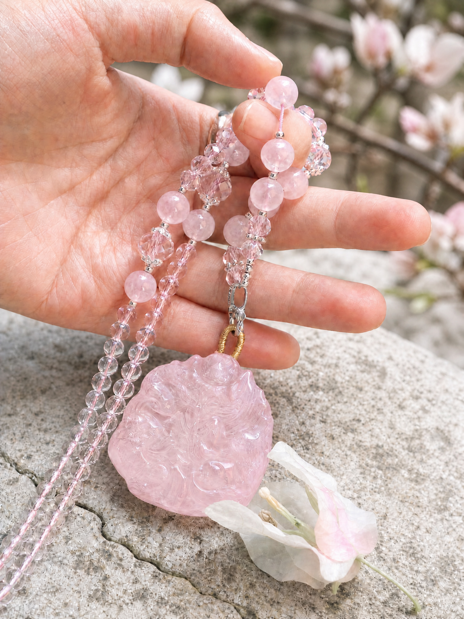 Rose Quartz Foxlight Necklace