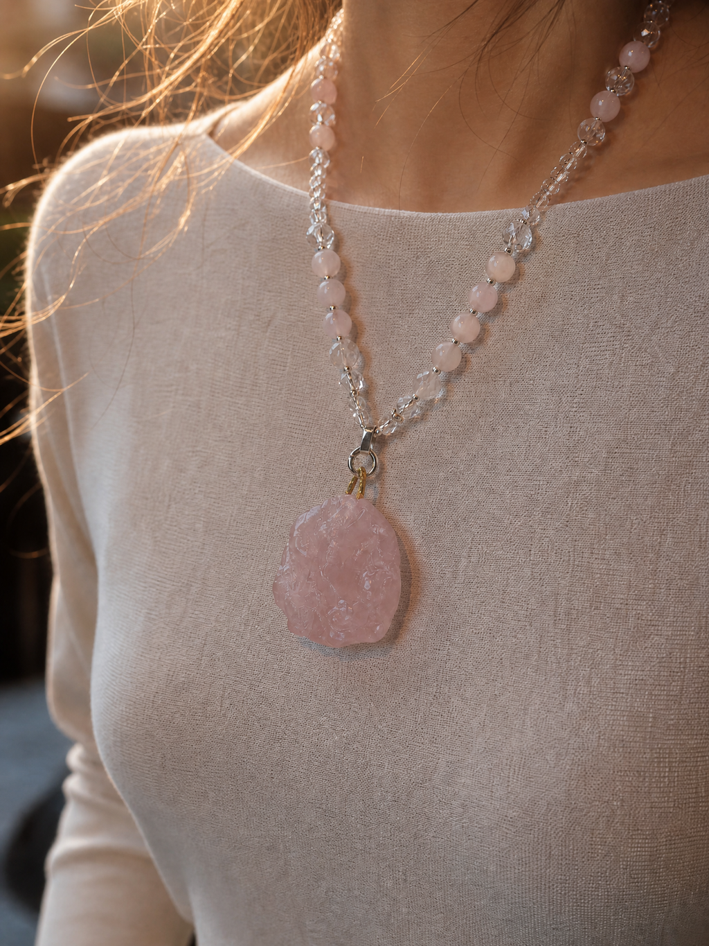 Rose Quartz Foxlight Necklace