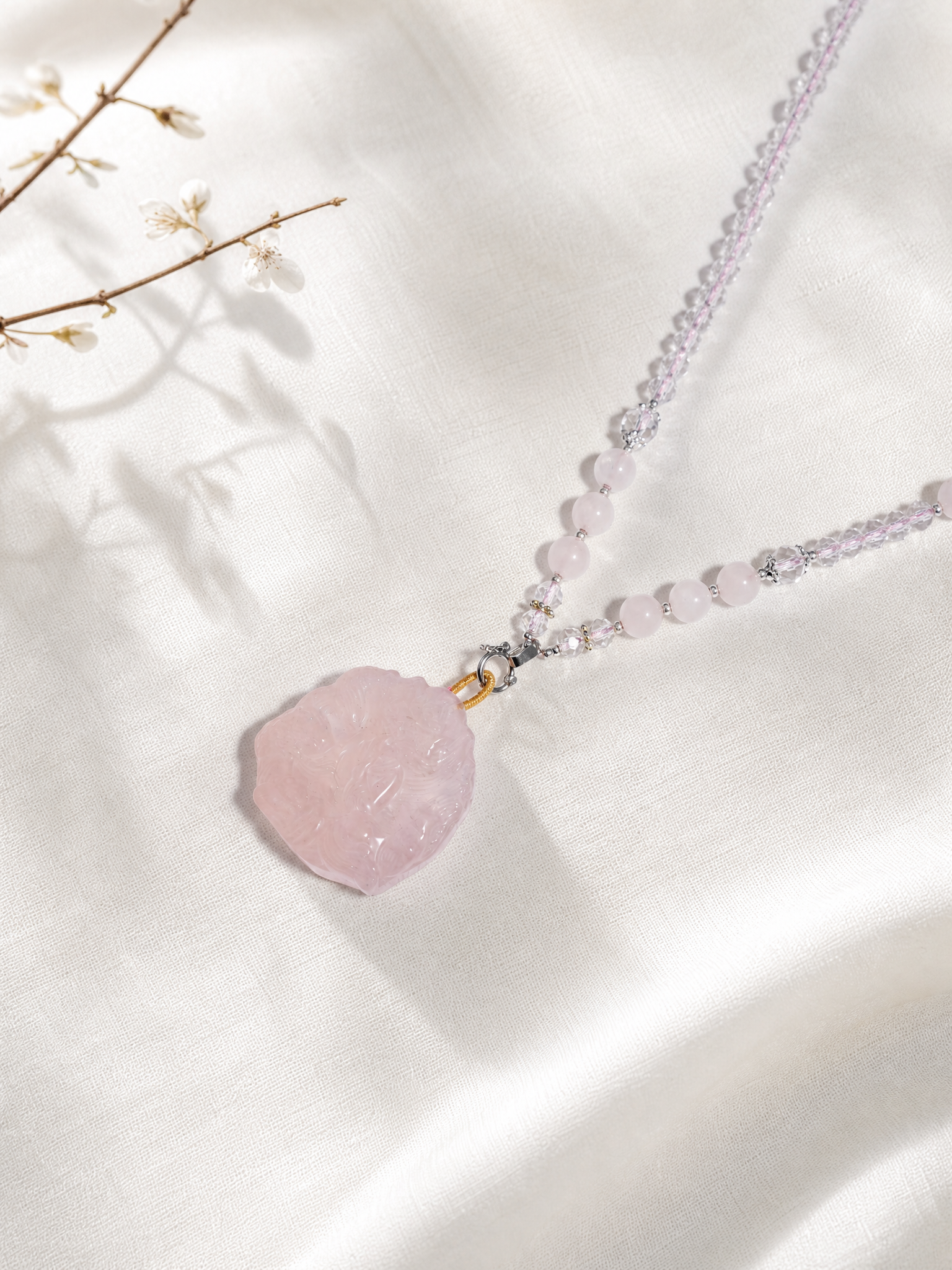 Rose Quartz Foxlight Necklace