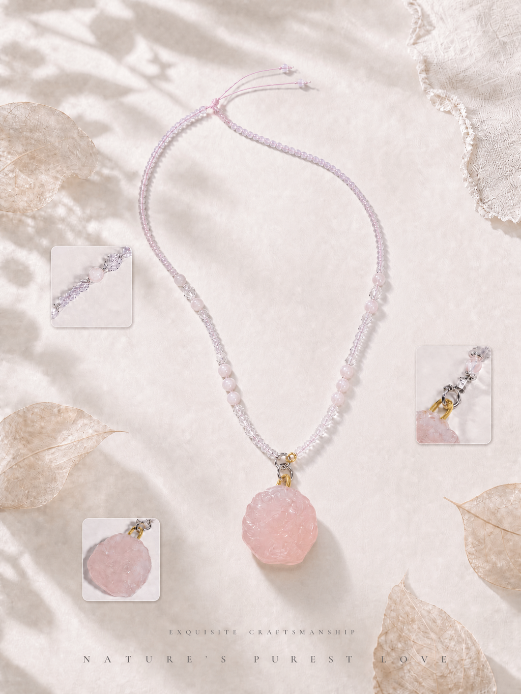 Rose Quartz Foxlight Necklace