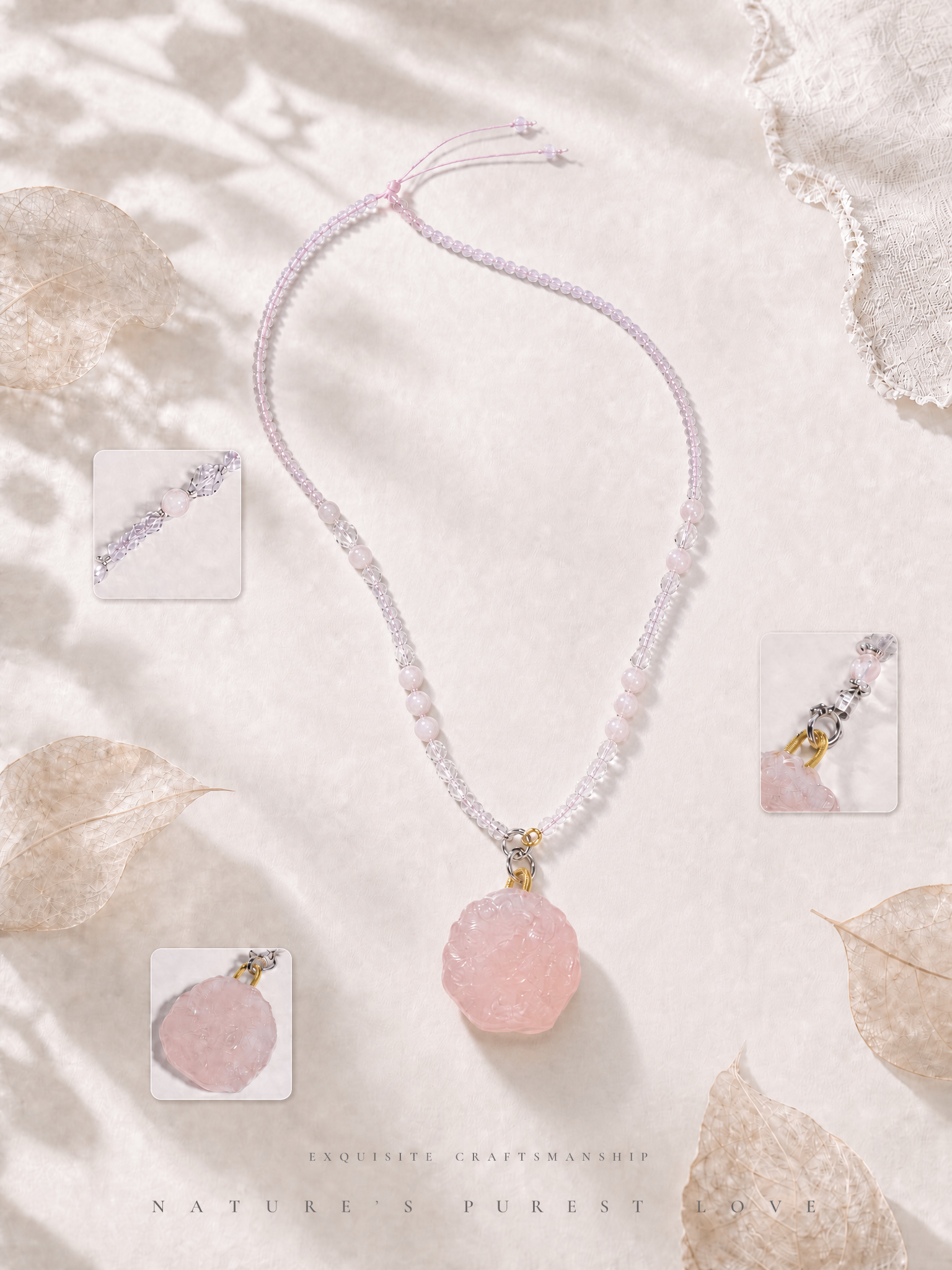 Rose Quartz Foxlight Necklace